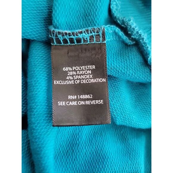 Torrid Turquoise SS Lace Trim Round Neck Banded Blouse Women's Plus 3X Stretch - Picture 12 of 12